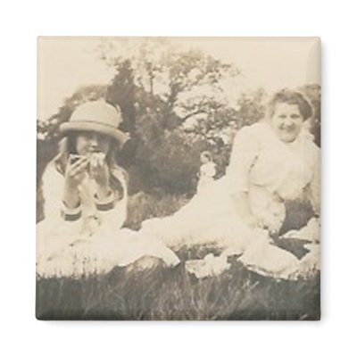 3 people at picnic eating magnet by amazingvintage