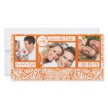 3 Photos Love Birds Orange Damask Save the Date photo cards