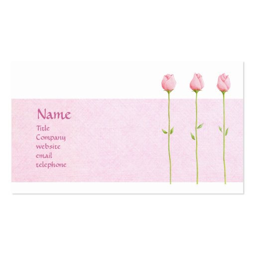 3 Pink Rosebuds Profile Card Business Card