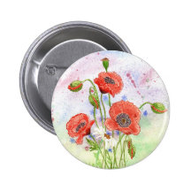 '3 Poppies' Button