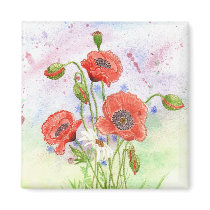 '3 Poppies' Magnet