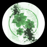 3 Pretty Flowers - Green stickers
