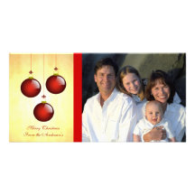 3 Red Ornaments Photo Cards