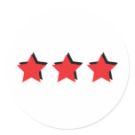 3 red stars deluxe stickers