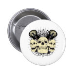 3 Rock n Roll Skulls Button