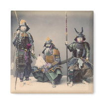 3 Samurai in Armour Vintage Photo Magnet
