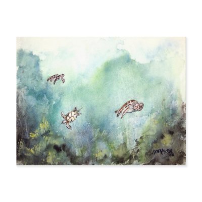 3_sea_turtles_painting by dereklovessheila