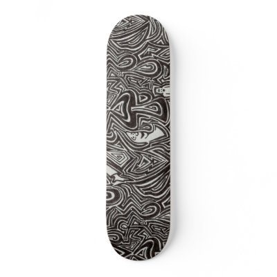 #3 - Skulls & Psychedelic Lines Custom Skate Board by Charlestown_Records