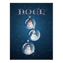 3 SNOWMEN by SHARON SHARPE Postcards