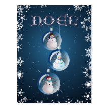 3 SNOWMEN & SNOWFLAKES by SHARON SHARPE Post Card