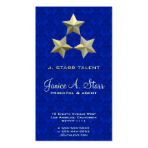 3 Star on Blue Damask Business Card Template