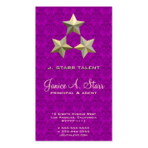 3 Star on Purple Damask Business Card Template