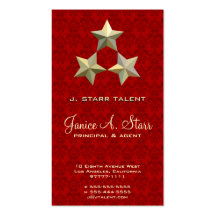 3 Star on Red Damask Business Card Template