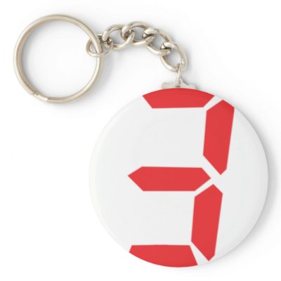 3 three red alarm clock digital number key chain by Tomaniac