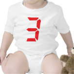 3 three red alarm clock digital number baby bodysuit