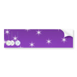 3 White Christmas Baubles on Purple Background. Bumper Stickers