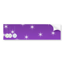3 White Christmas Baubles on Purple Background. Bumper Stickers