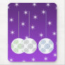 3 White Christmas Baubles on Purple Background. Mousepads