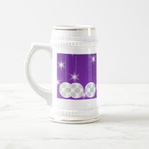 3 White Christmas Baubles on Purple Background. Coffee Mug