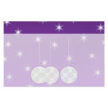 3 White Christmas Baubles on Purple Background. Customized Stationery
