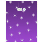 3 White Swirl Design Christmas Baubles. On Purple Full Color Flyer