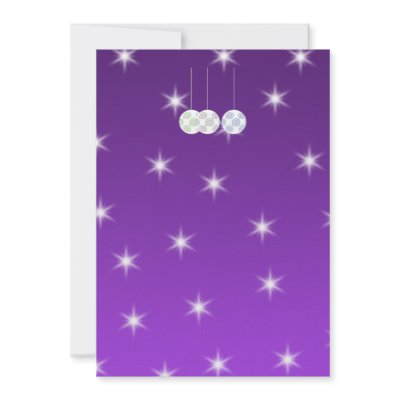 3 White Swirl Design Christmas Baubles. On Purple Invites by Graphics_By_Metarla