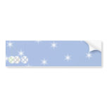 3 White Swirly Christmas Baubles. On Blue. Bumper Stickers