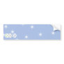 3 White Swirly Christmas Baubles. On Blue. Bumper Stickers