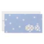 3 White Swirly Christmas Baubles. On Blue. Custom photo cards