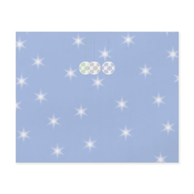 3 White Swirly Christmas Baubles. On Blue. Flyer by Graphics_By_Metarla