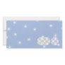 3 White Swirly Christmas Baubles. On Blue. Picture Card
