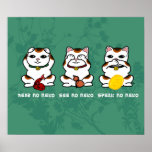 3 Wise and Lucky Neko Poster