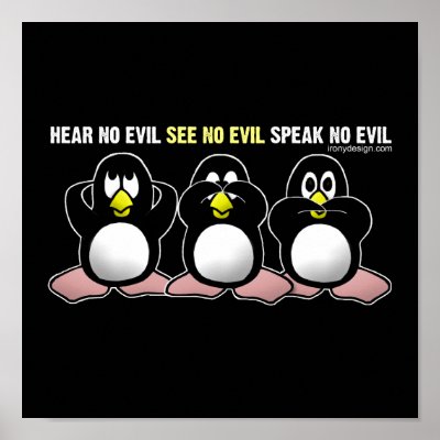 3 Wise Monkeys Poster by ironydesign