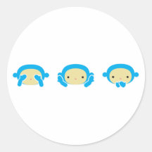3 Wise Monkeys Round Sticker