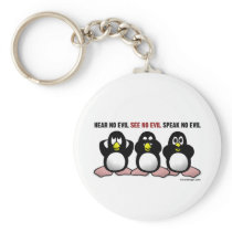 3 Wise Penguins Keychain