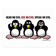 3 Wise Penguins Post Card