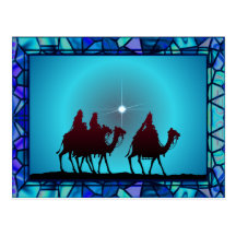 3 WISEMEN,STAR & BORDER by SHARON SHARPE Postcard