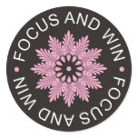 3 Word Quotes ~Focus And Win ~motivational Round Sticker