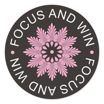 3 Word Quotes ~Focus And Win ~motivational Round Sticker by semas87