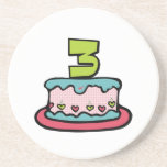 3 Year Old Birthday Cake Coasters