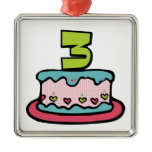 3 Year Old Birthday Cake Christmas Ornaments