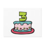 3 Year Old Birthday Cake Post Cards