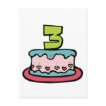 3 Year Old Birthday Cake postcards