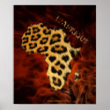 3D AFRICAN Leopard Map Red Fractal Art Poster posters