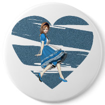 3D Alice & Blue Heart Pin