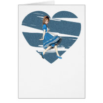 3D Alice & Blue Heart Greeting Cards