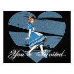 3D Alice & Blue Heart Custom Invitation