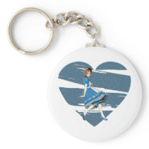 3D Alice & Blue Heart Key Chain