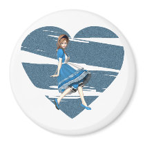 3D Alice & Blue Heart Magnets