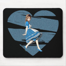 3D Alice & Blue Heart Mouse Pads